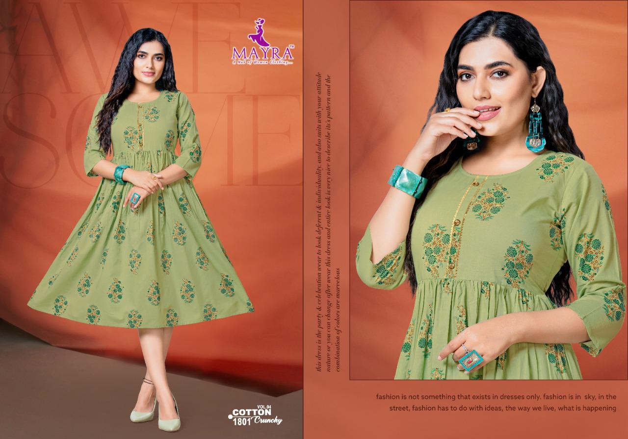 Mayra Cotton Crunchy 4 Casual Wear Fancy Designer Cotton Kurti Collection